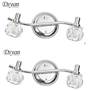 Set of 2 Dsyan HOME 2-light chrome crystal track vanity light kit